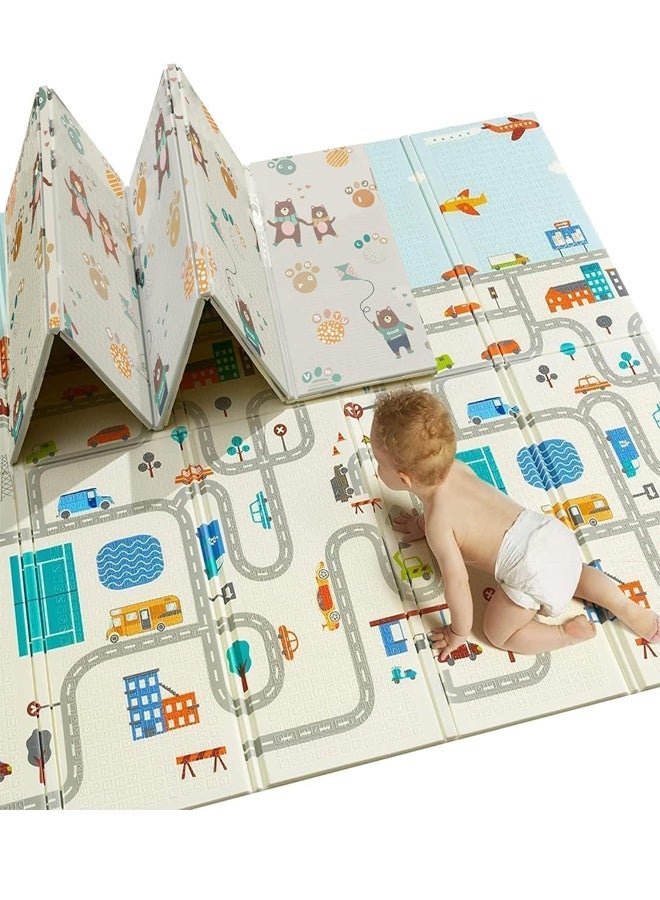 Beauenty Baby Play Mat, 200 * 180 * 1CM Waterproof Non-Slip Large Reversible Playmat Crawling Mat, Extra Thick Soft Baby Playmats for Playing or Camping Mat Bedroom Living Room Plush Carpet Area - Image 1